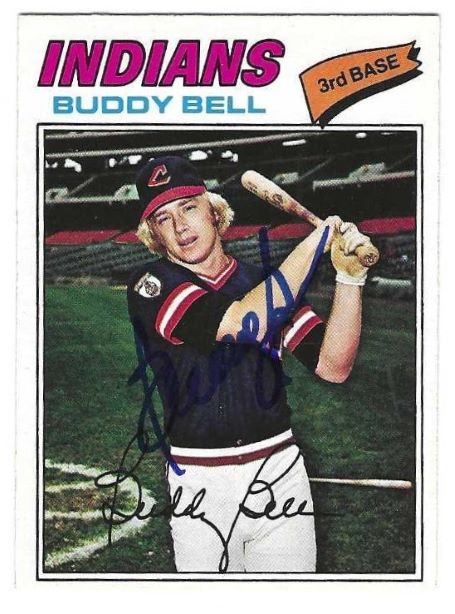 Autographed BUDDY BELL Cleveland Indians 1977 OPC Card