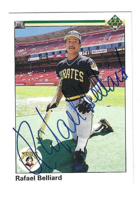 Autographed RAFAEL BELLIARD Pittsburgh Pirates 1990 Upper Deck Card