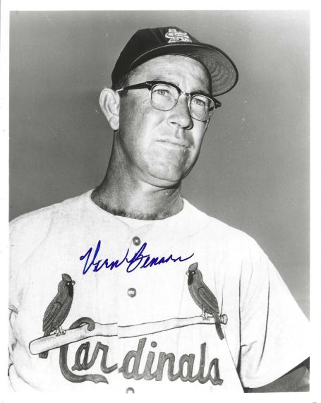 AUTOGRAPHED VERN BENSON 8x10 St. Louis Cardinals photo