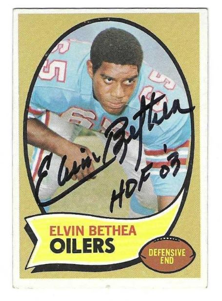 Elvin Bethea Houston Oilers Autographed 1970 Football Topps Card #43