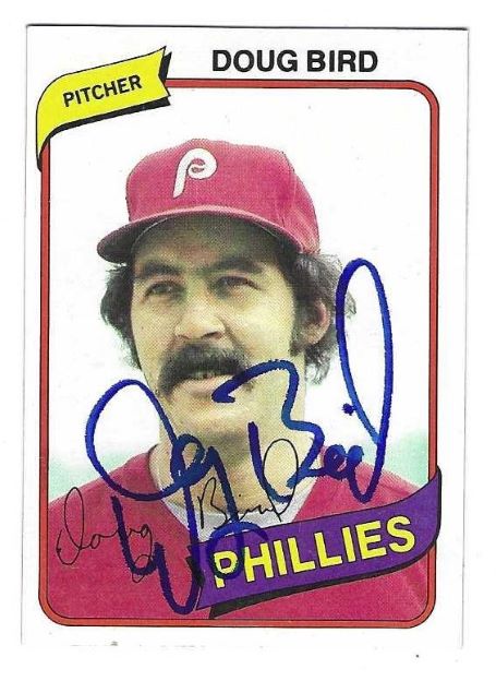 Autographed DOUG BIRD Philadelphia Phillies 1980 Topps Card