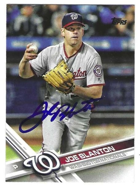 Autographed JOE BLANTON Washington Nationals 2017 Topps Card