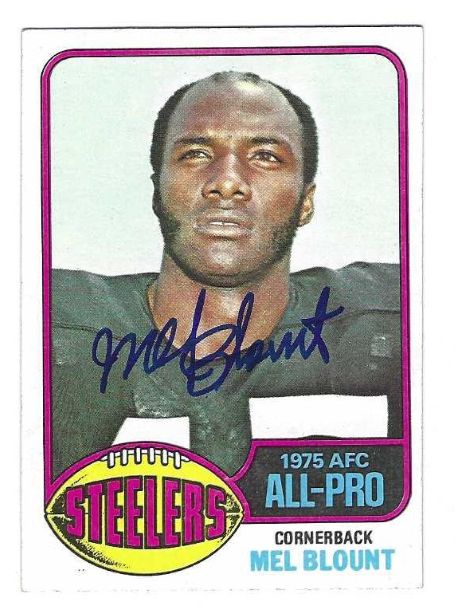 Autographed MEL BLOUNT Pittsburgh Steelers 1976 Topps Football card