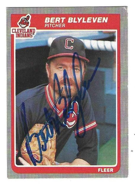 Autographed BERT BLYLEVEN Cleveland Indians 1985 Fleer Card