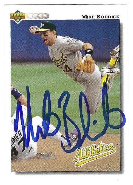 Autographed MIKE BORDICK Oakland A's 1992 Upper Deck Card