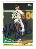 Autographed MIKE BORDICK Oakland A's 1994 Topps Card