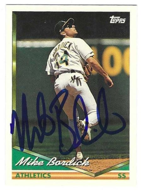 Autographed MIKE BORDICK Oakland A's 1994 Topps Card