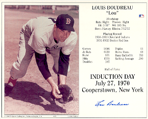 Autographed LOU BOUDREAU HOF Induction Day Card
