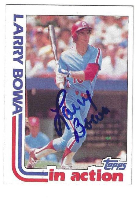 Autographed LARRY BOWA Philadelphia Phillies 1982 Topps Card