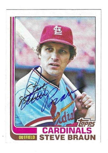 Autographed STEVE BRAUN St. Louis Cardinals 1982 Topps card