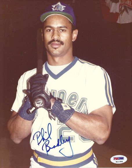 AUTOGRAPHED PHIL BRADLEY 8X10 Seattle Mariners Photo PSA/DNA
