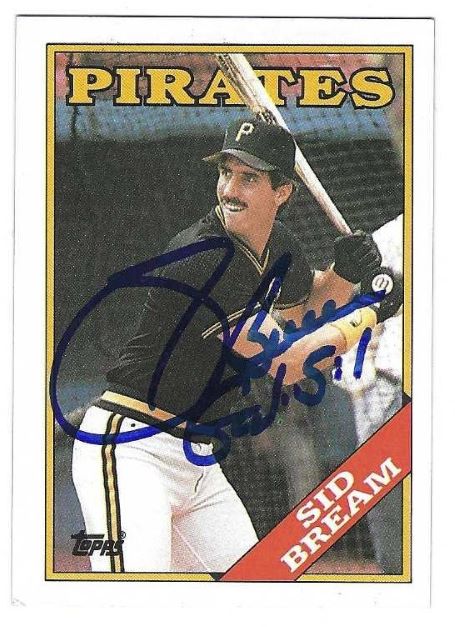 Autographed SID BREAM Pittsburgh Pirates 1988 Topps Card
