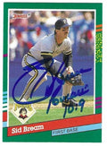 Autographed SID BREAM Pittsburgh Pirates 1991 Donruss Card