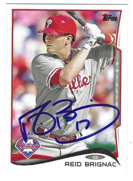 Autographed REID BRIGNAC Philadelphia Phillies 2014 Topps Card
