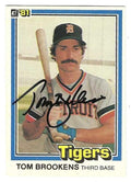 Autographed TOM BROOKENS Detroit Tigers 1981 Donruss card
