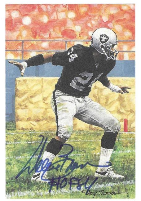 Autographed Willie Brown "HOF 84" Oakland Raiders Goal Line Art Card