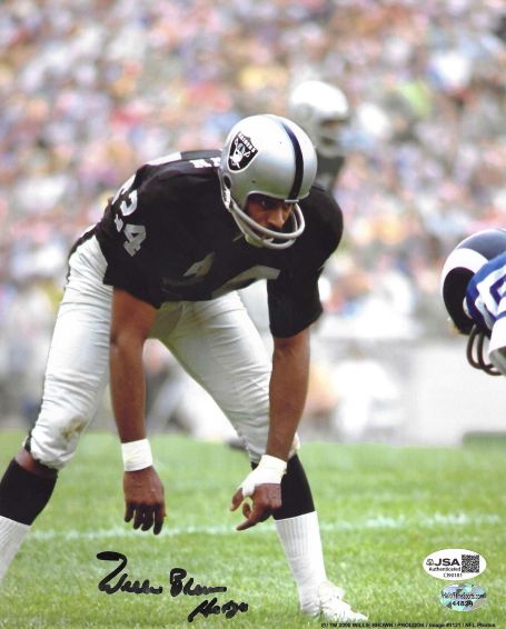 Autographed Willie Brown "HOF 84" Oakland Raiders 8X10 Photo JSA