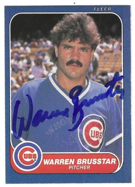Autographed WARREN BRUSSTAR Chicago Cubs 1986 Fleer Card