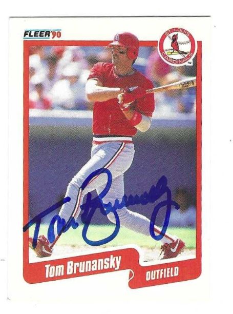 Autographed TOM BRUNANSKY St. Louis Cardinals 1990 Fleer Card