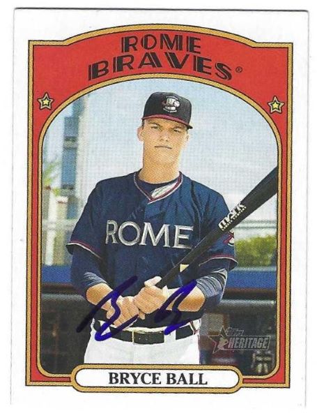 Autographed BRYCE BALL Rome Braves 2021 Topps Heritage Minors Card