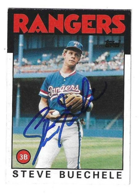 Autographed STEVE BUECHELE Texas Rangers 1986 Topps Card