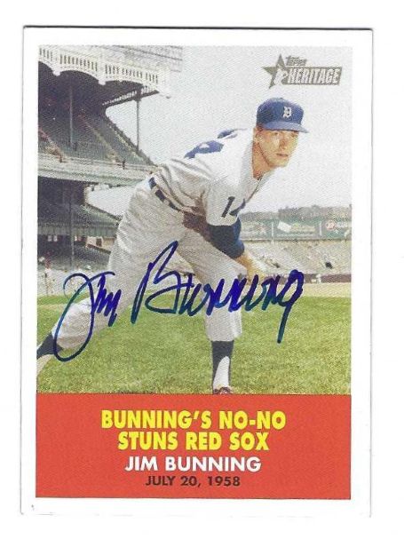 Autographed JIM BUNNING  Detroit Tigers 2007 Topps Heritage Card