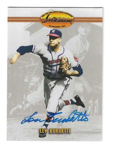 Autographed LOU BURDETTE Milwaukee Braves 1993 Ted Williams Card Company Card