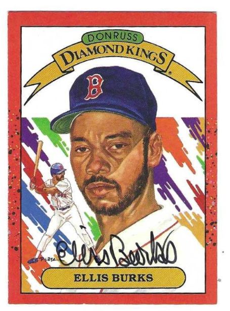 Autographed ELLIS BURKS Boston Red Sox 1990 Donruss Diamond King