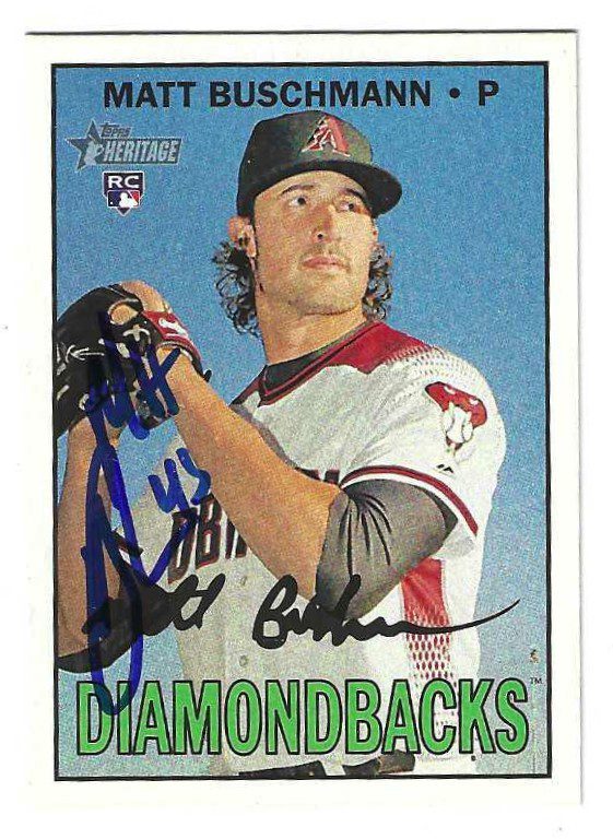Autographed MATT BUSCHMANN Arizona Diamondbacks 2016 Topps Heritage Card #540