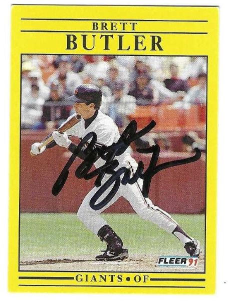 Autographed BRETT BUTLER San Francisco Giants 1991 Fleer Card