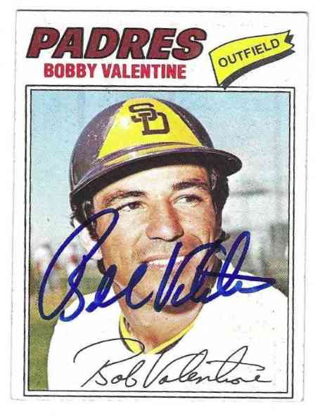 BOBBY VALENTINE San Diego Padres Autographed 1977 Topps Card