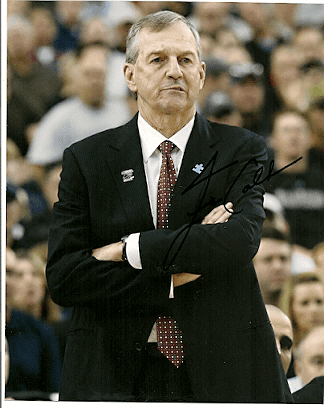Autographed JIM CALHOUN 8x10 UCON HUSKIES photo