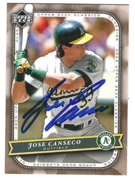 Autographed JOSE CANSECO Oakland A's 2005 Upper Deck Classics Card