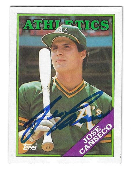 Autographed JOSE CANSECO Oakland A's 1988 Topps Card