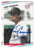 Autographed JOHN CANDELARIA New York Yankees 1988 Fleer Card