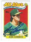 Autographed JOSE CANSECO Oakland A's 1989 Topps Card
