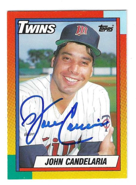 Autographed JOHN CANDELARIA Minnesota Twins 1990 Topps Card