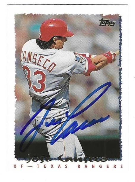Autographed JOSE CANSECO Texas Rangers 1995 Topps Card