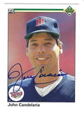 Autographed JOHN CANDELARIA Minnesota Twins 1990 Upper Deck Card