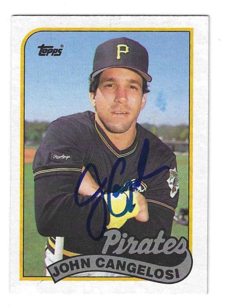 Autographed JOHN CANGELOSI Pittsburgh Pirates 1989 Topps Card