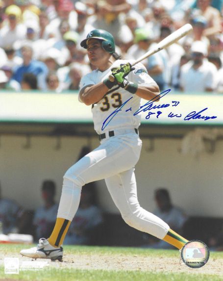 AUTOGRAPHED JOSE CANSECO "89 WS Champs" 8x10 Oakland A's Photo