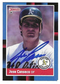 Autographed JOSE CANSECO Oakland A's 1988 Donruss Card
