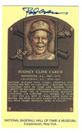 Autographed Rod Carew Hall of Fame Gold Plaque Postcard