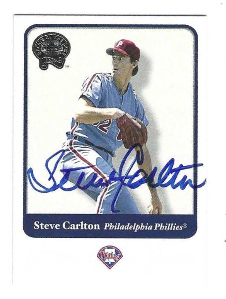 Autographed STEVE CARLTON Philadelphia Phillies 2001 Fleer Greats of the Game Card