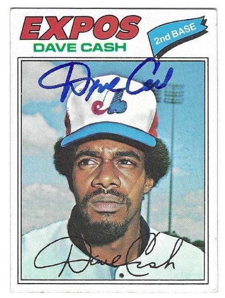 Autographed DAVE CASH 1977 Montreal Expos Topps Card