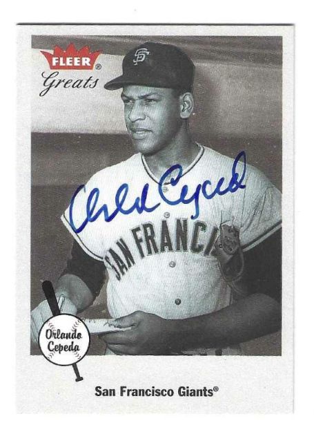 Autographed ORLANDO CEPEDA San Francisco Giants 2002 Fleer Greats of the Game Card