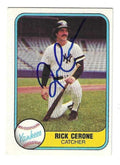Autographed RICK CERONE New York Yankees 1981 Fleer Card