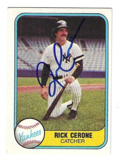 Autographed RICK CERONE New York Yankees 1981 Fleer Card