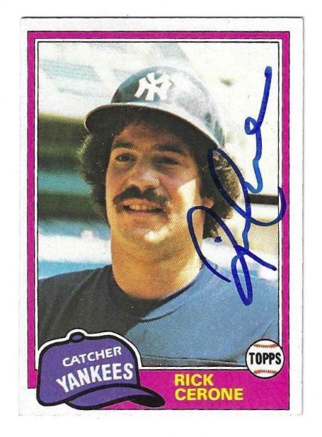Autographed RICK CERONE New York Yankees 1981 Topps Card