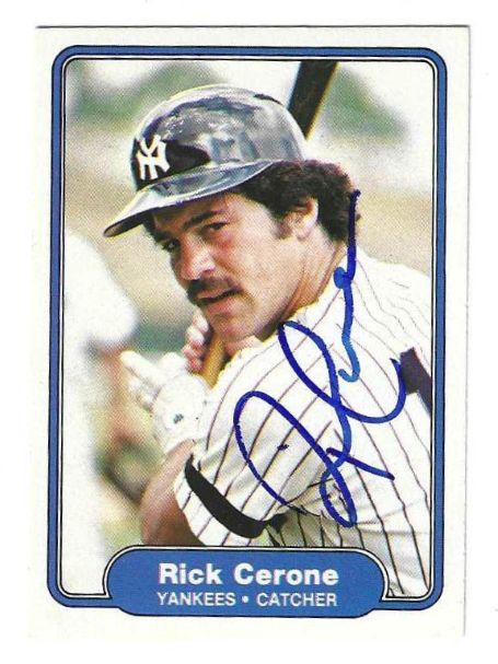 Autographed RICK CERONE New York Yankees 1982 Fleer Card